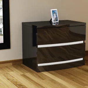 Luxury High Gloss 2 Drawer Bedside Cabinet